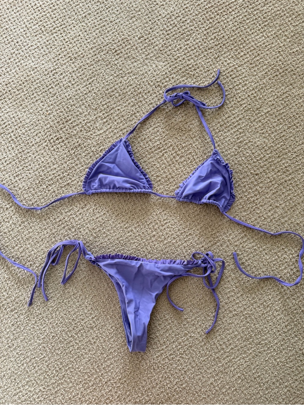 Tiger Mist Lavender Purple Triangle String Bikini Set